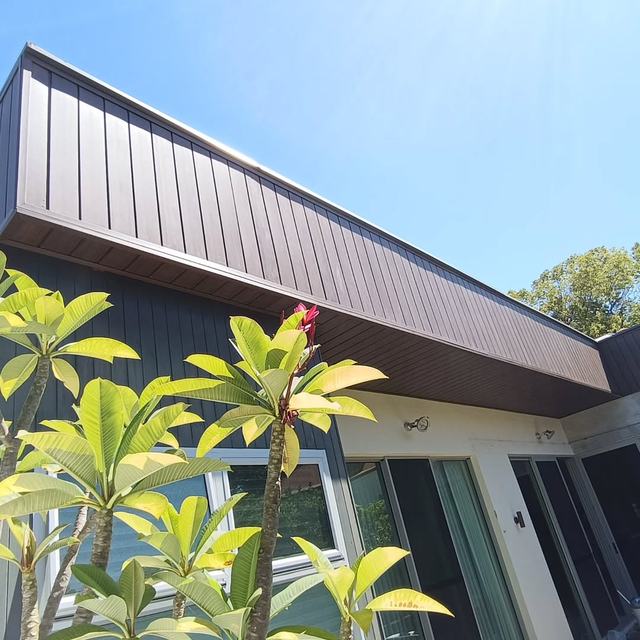 Timber-look cladding and eaves