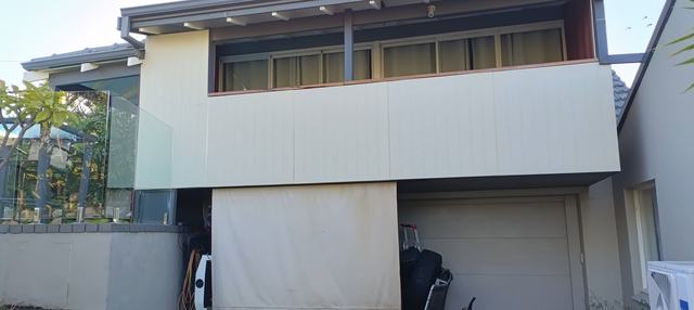 Cladding on a garage extension