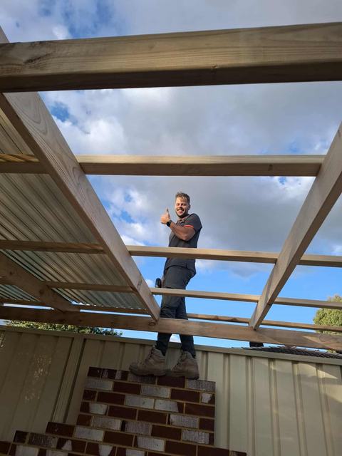 Pergola framing in progress