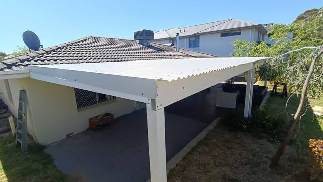 Patio roof over a paved area