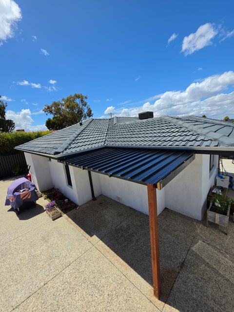 Patio roof with timber posts